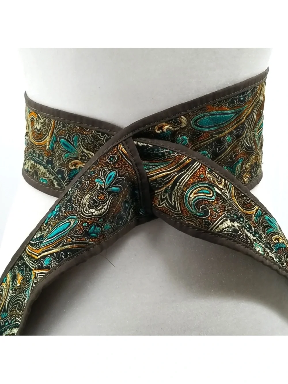 Fabulous CHICO’S OBI Reversible Quilted Paisley Embroidered Belt - Medium